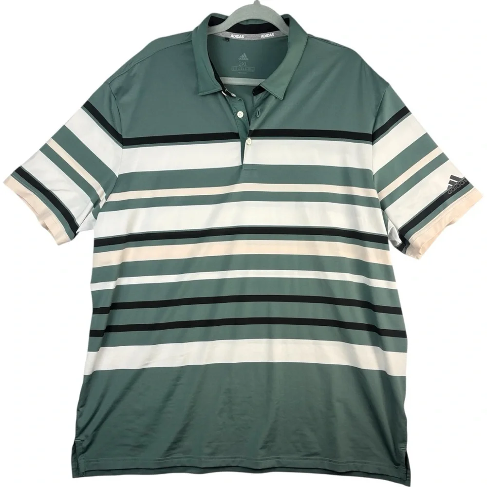 ADIDAS GOLF Men's ULT 365 Stripe Short Sleeve Polo Shirt Tech Emerald Sz 2XL